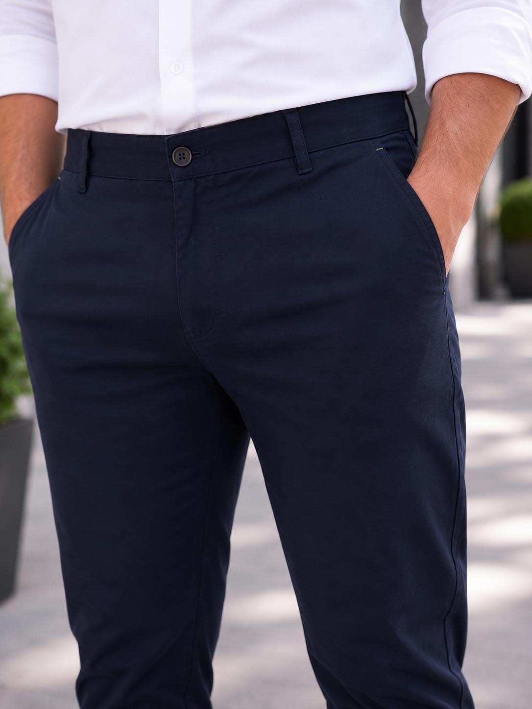 Trial ανδρικό μπλε navy υφασμάτινο Chinos παντελόνι 26Taylor φωτογραφία